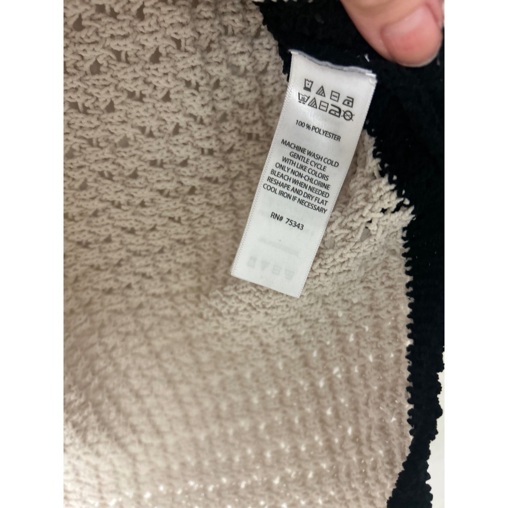 C&C California Women Cream Black Open Knit V-Neck Sweater XS Pullover - Picture 5 of 6